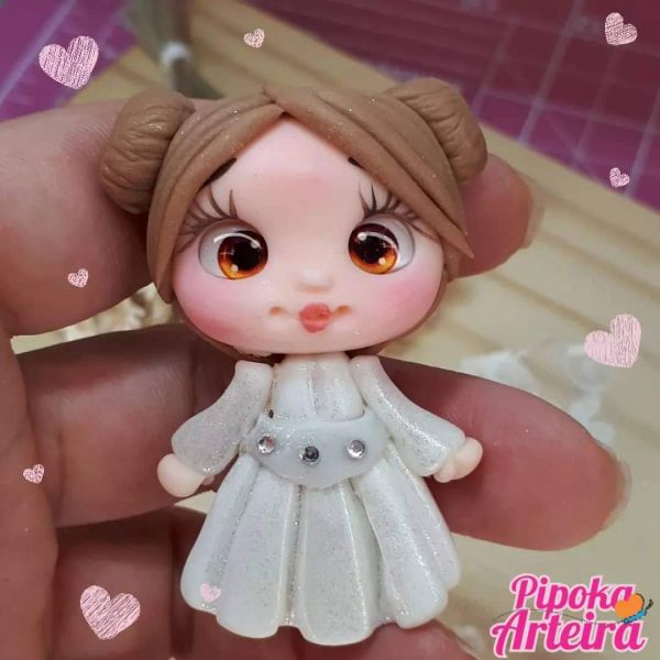 Aplique em biscuit star Princesa Leia