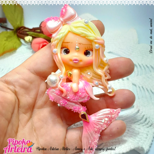 Aplique em biscuit Sereia Barbie