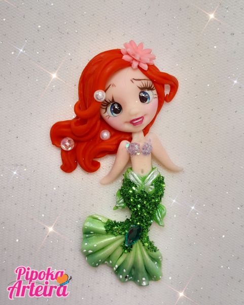 Aplique em biscuit Sereia Ariel 2