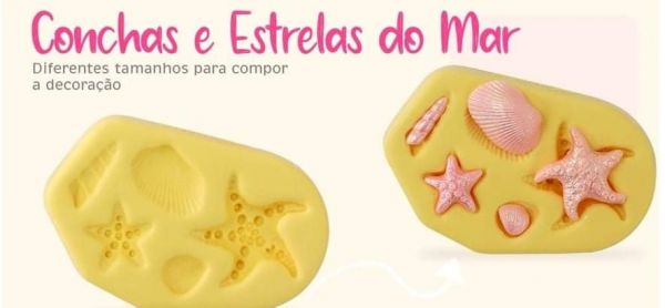 Molde de Silicone  conchas e estrela do mar Blue star27