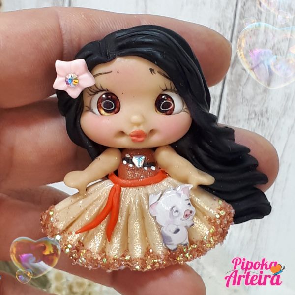 Aplique em biscuit Princesa Moana