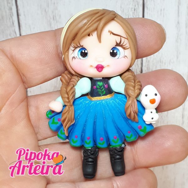 Aplique em biscuit Princesa Anna frozen