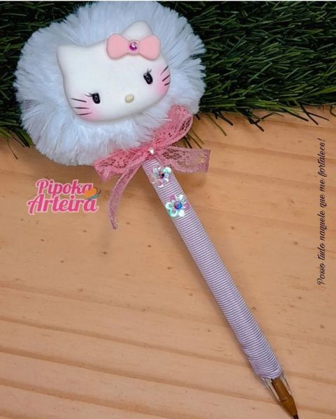 Caneta pompom hello kitty