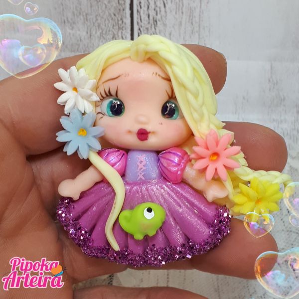 Aplique em biscuit Princesa Rapunzel